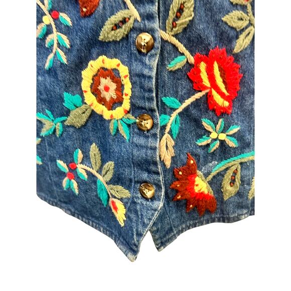 Carroll Reed Vintage Embroidered Denim Vest Women's Size 8-Excellent - Picture 6 of 11